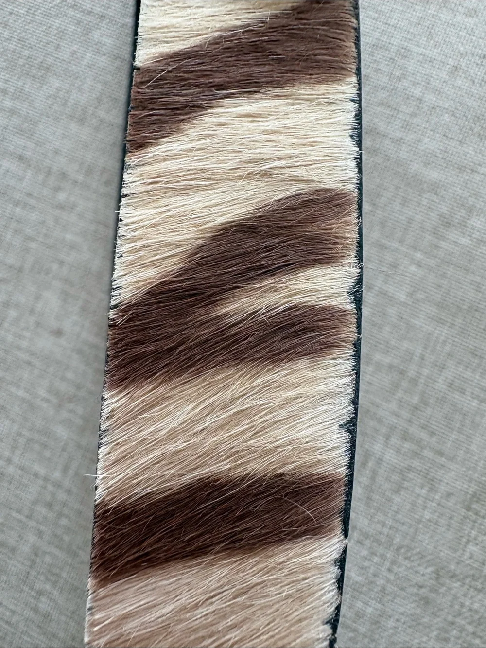 Crazy Horse Hair-On Hide Belt Zebra Stripe Leather Medium Western Boho 1”